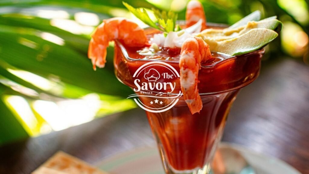 Classic shrimp cocktail on a bed of crushed ice